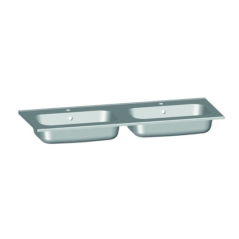 Plan double vasque, Marbre reconstitué 120cm blanc brillant