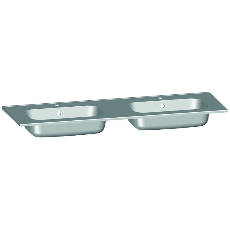Plan double vasque, Marbre reconstitué 140cm blanc brillant
