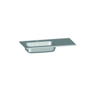 Plan vasque gauche salle de bain Marbre reconstitué 90cm blanc brillant