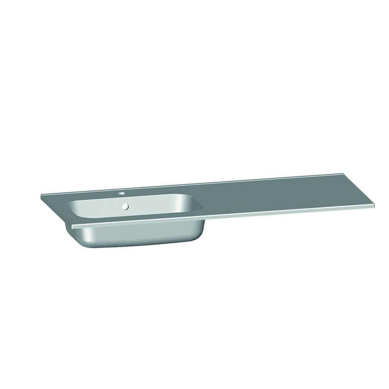 Plan vasque gauche, Marbre reconstitué 120cm blanc brillant