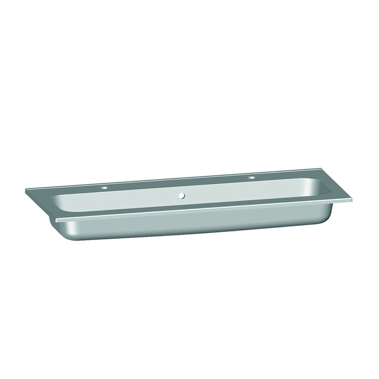 Plan vasque double perçage, Marbre reconstitué 120cm blanc brillant