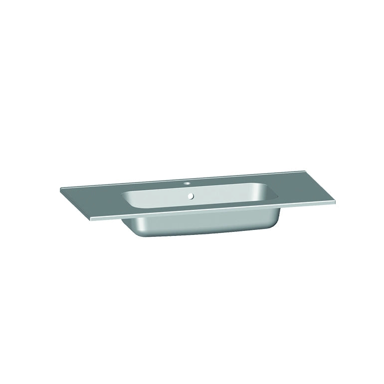 Plan vasque salle de bain Marbre reconstitué 100cm blanc brillant