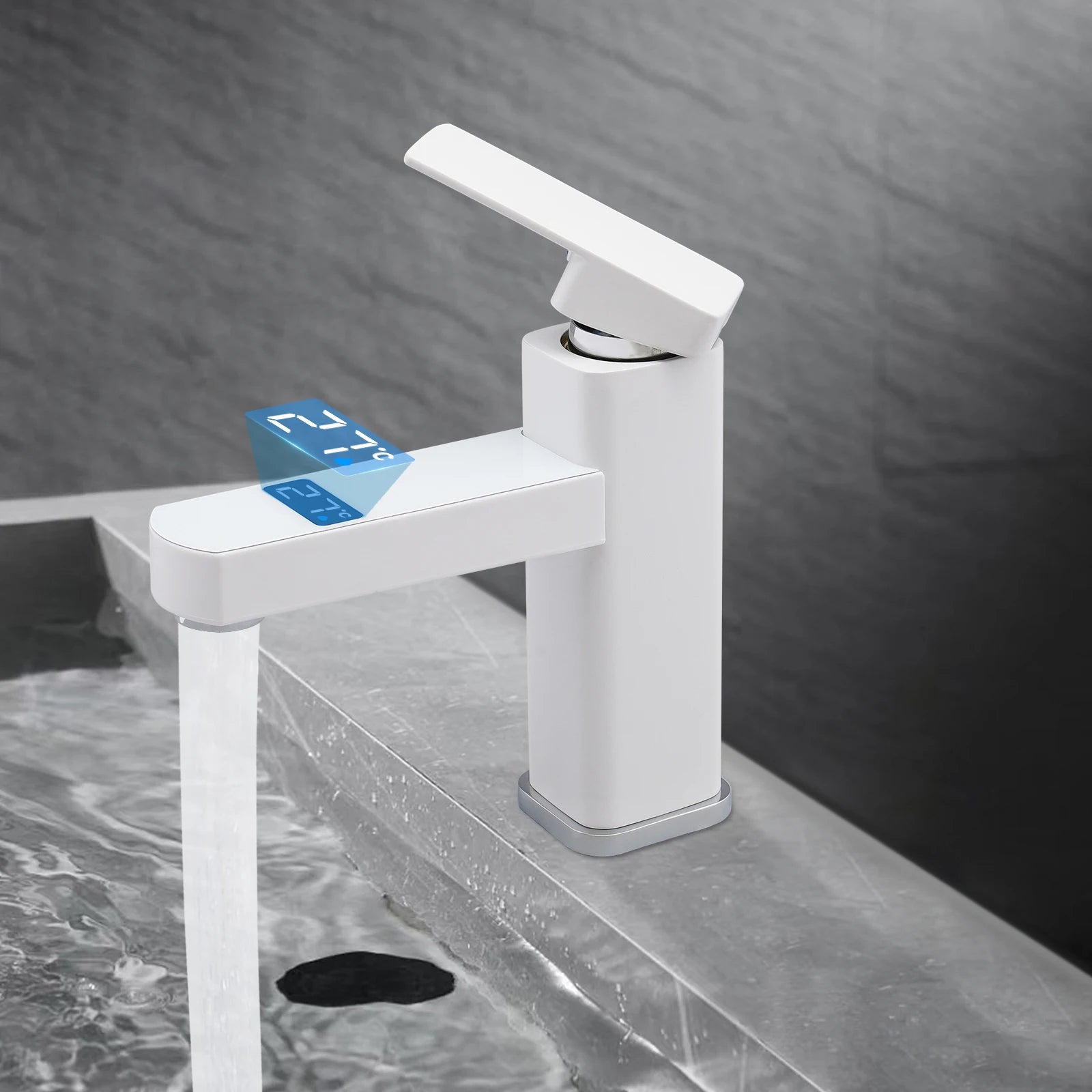 Robinet Lavabo Moderne Avec Ecran LED Noir/Blanc PLAYER