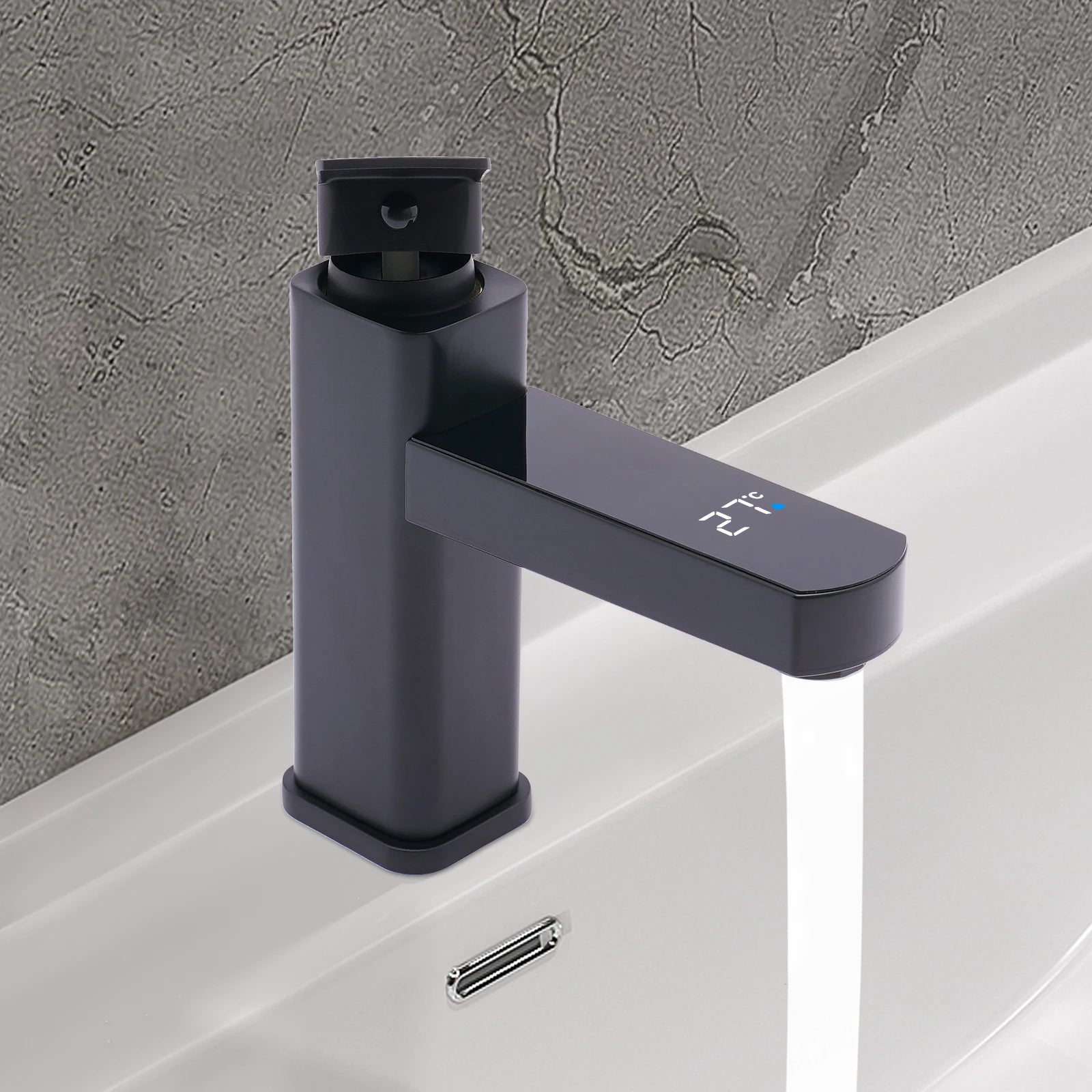Robinet Lavabo Moderne Avec Ecran LED Noir/Blanc PLAYER
