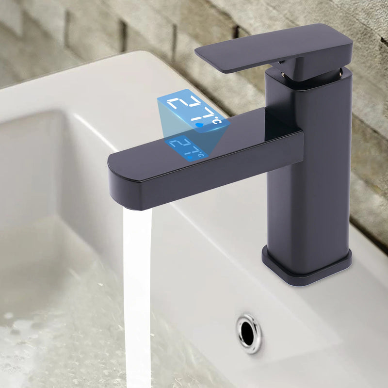 Robinet Lavabo Moderne Avec Ecran LED Noir/Blanc PLAYER