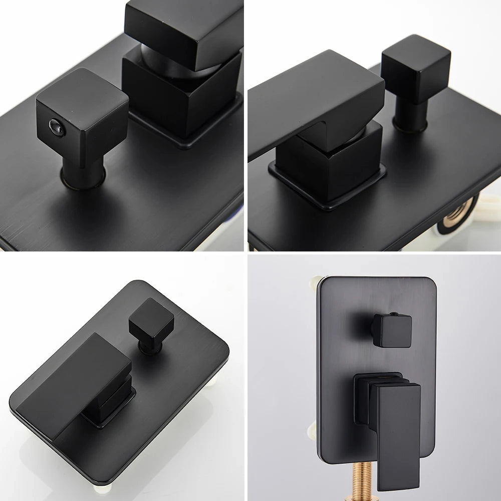 Colonne de douche mitigeur à encastrer LUVI noir mat 4 tailles