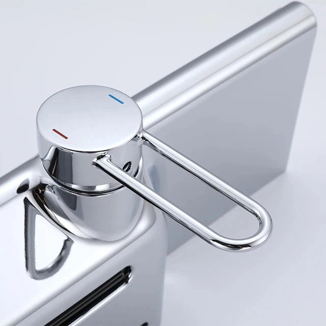 Colonne de douche 4 voies avec mitigeur thermostatique, 2 formes de tête, chrome AGUALE
