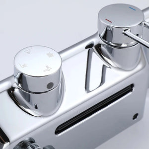 Colonne de douche 4 voies avec mitigeur thermostatique, 2 formes de tête, chrome AGUALE