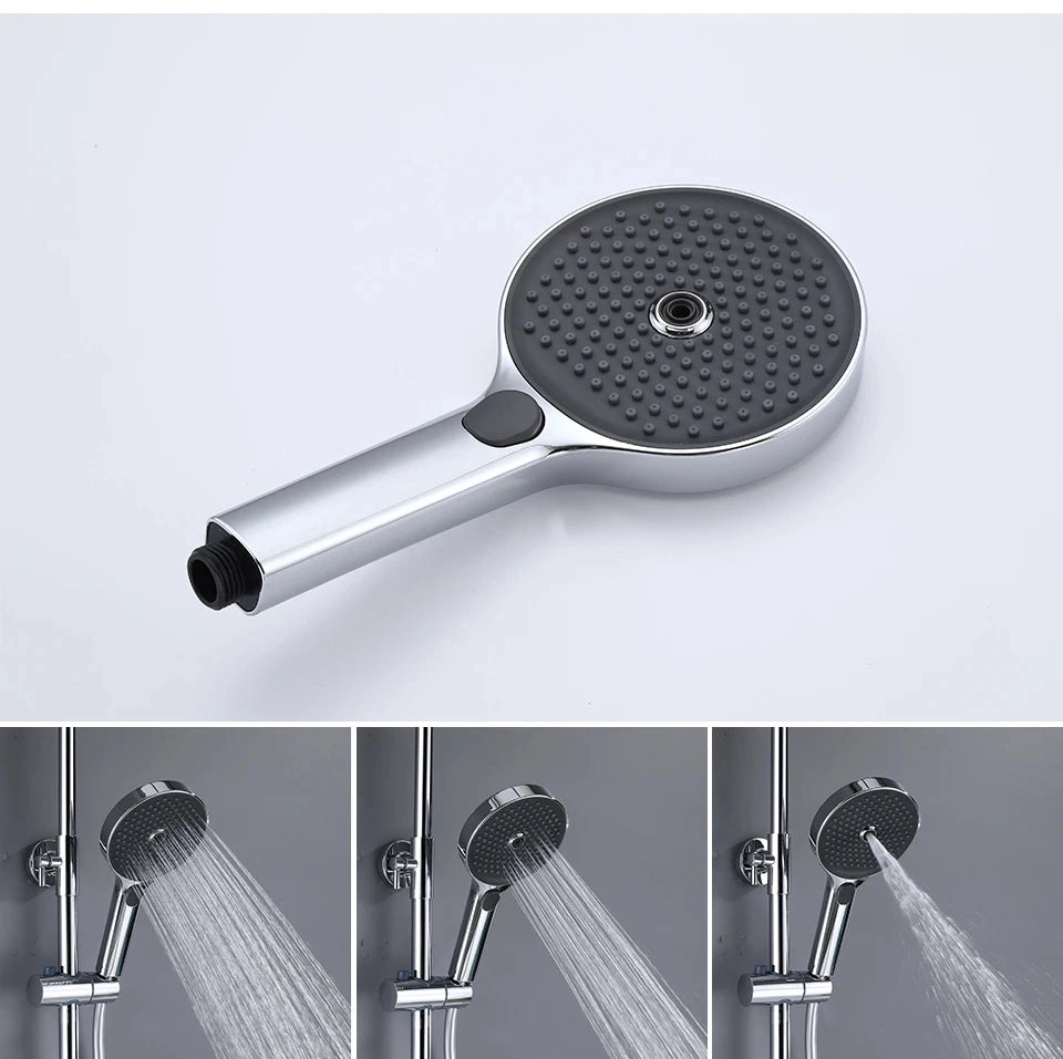 Colonne de douche 4 voies avec mitigeur thermostatique, 2 formes de tête, chrome AGUALE