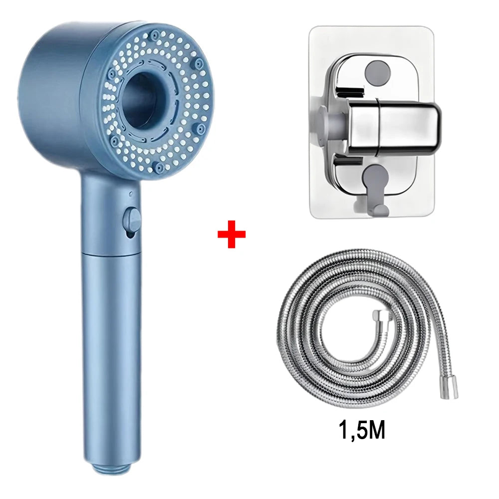 Pommeau de Douche Filtrant Anti-calcaire, 5 Modes, Bleu NERIA