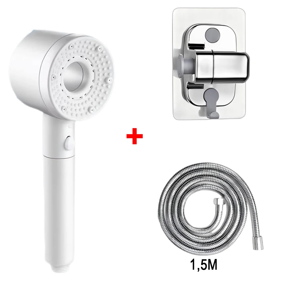 Pommeau de Douche Filtrant Anti-calcaire, 5 Modes, Blanc NERIA