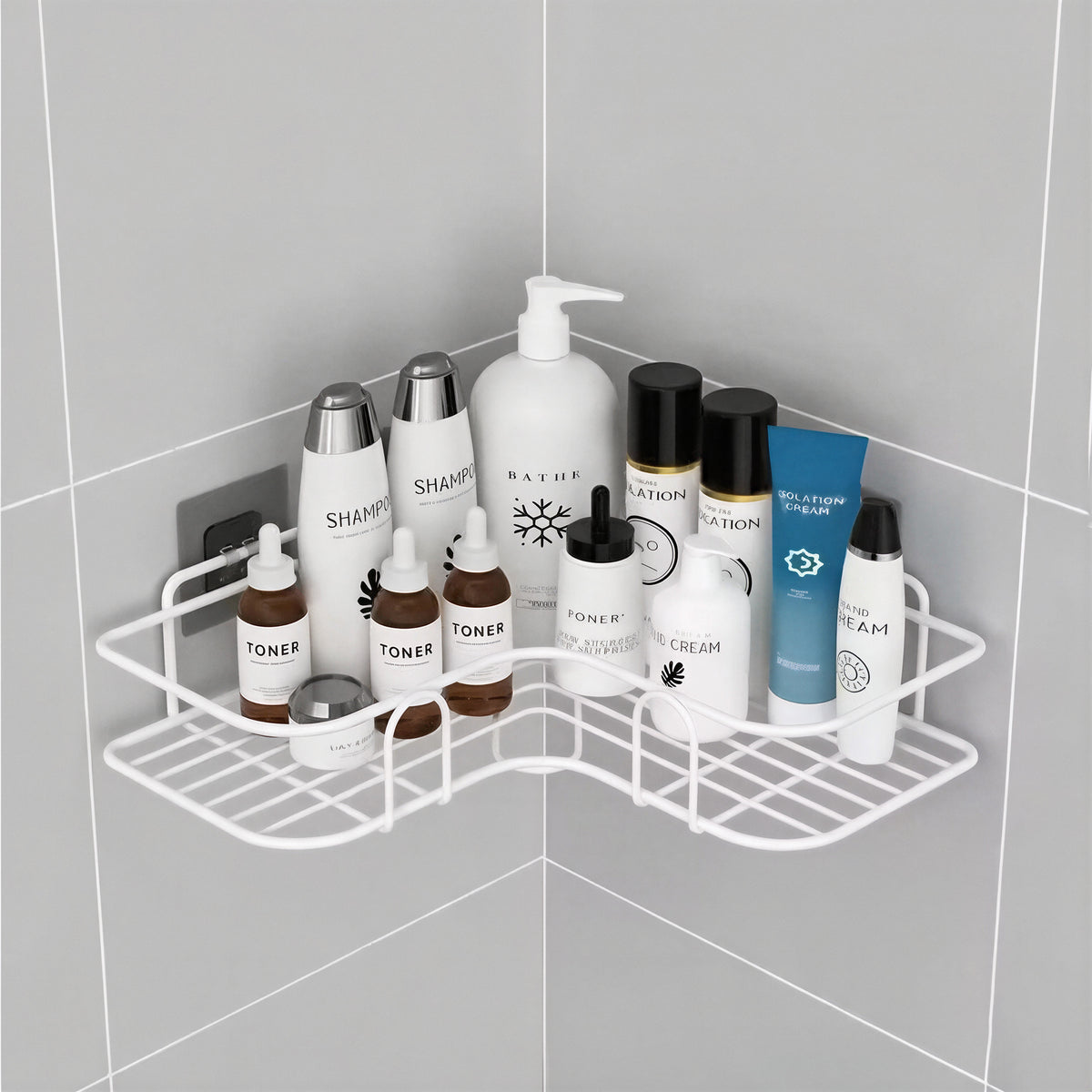 Porte Savon Murale Douche d'Angle, Blanc/ Noir