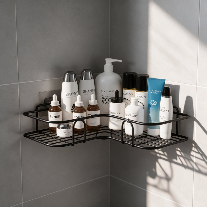Porte Savon Murale Douche d'Angle, Blanc/ Noir