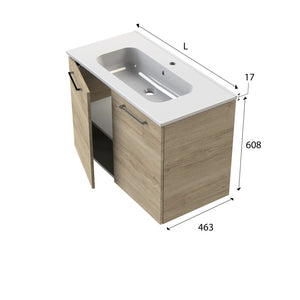 Meuble salle de bain à portes et plan vasque STUDIO 81 cm