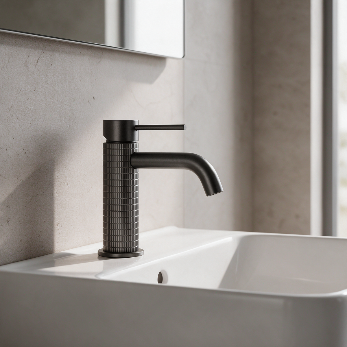 Robinet Lavabo Gris Foncé 16cm/31cm 'Tuile'