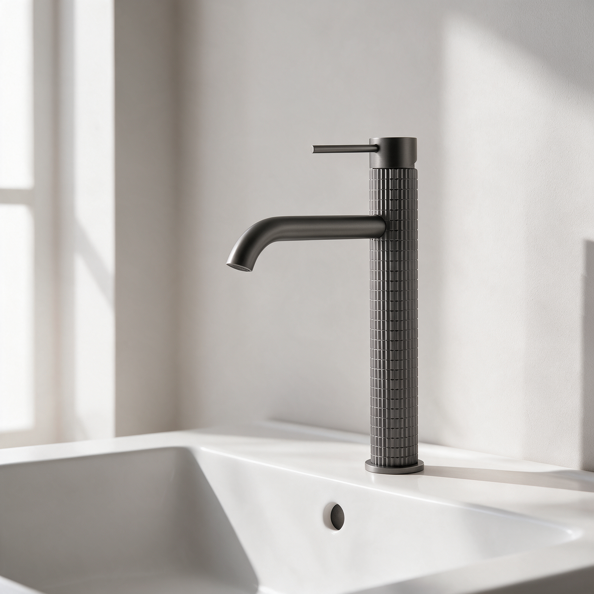 Robinet Lavabo Gris Foncé 16cm/31cm 'Tuile'