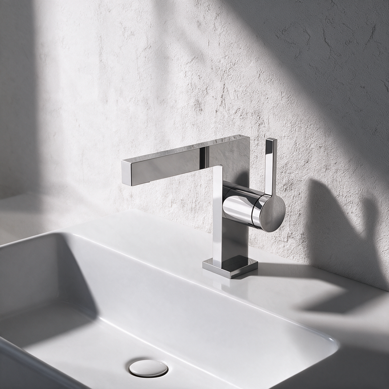 Robinet Lavabo Mitigeur Cubique Chrome CUBO 16cm
