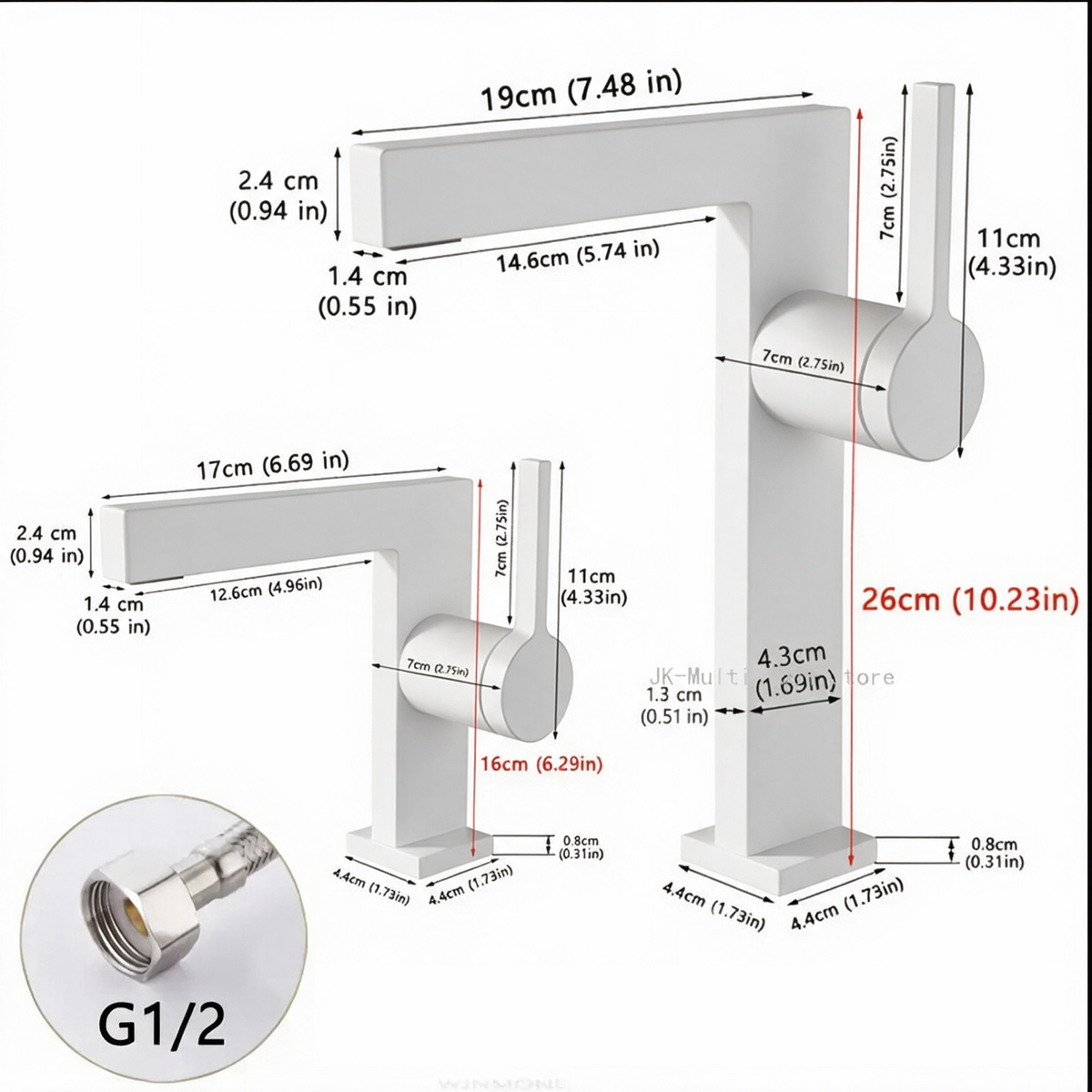 Robinet Lavabo Mitigeur Cubique Blanc Mat CUBO 16cm