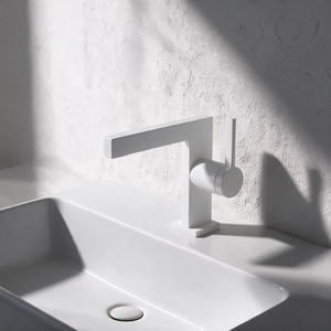 Robinet Lavabo Mitigeur Cubique Blanc Mat CUBO 16cm