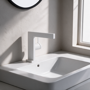 Robinet Lavabo Mitigeur Cubique Blanc Mat CUBO 16cm