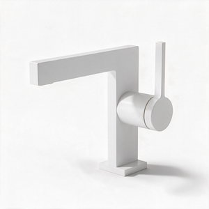 Robinet Lavabo Mitigeur Cubique Blanc Mat CUBO 16cm
