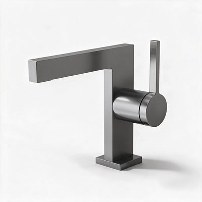 Robinet Lavabo Mitigeur Cubique Gris Metal CUBO 16cm