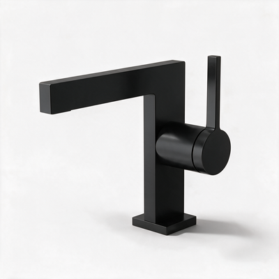 Robinet Lavabo Mitigeur Cubique Noir Mat CUBO 16cm