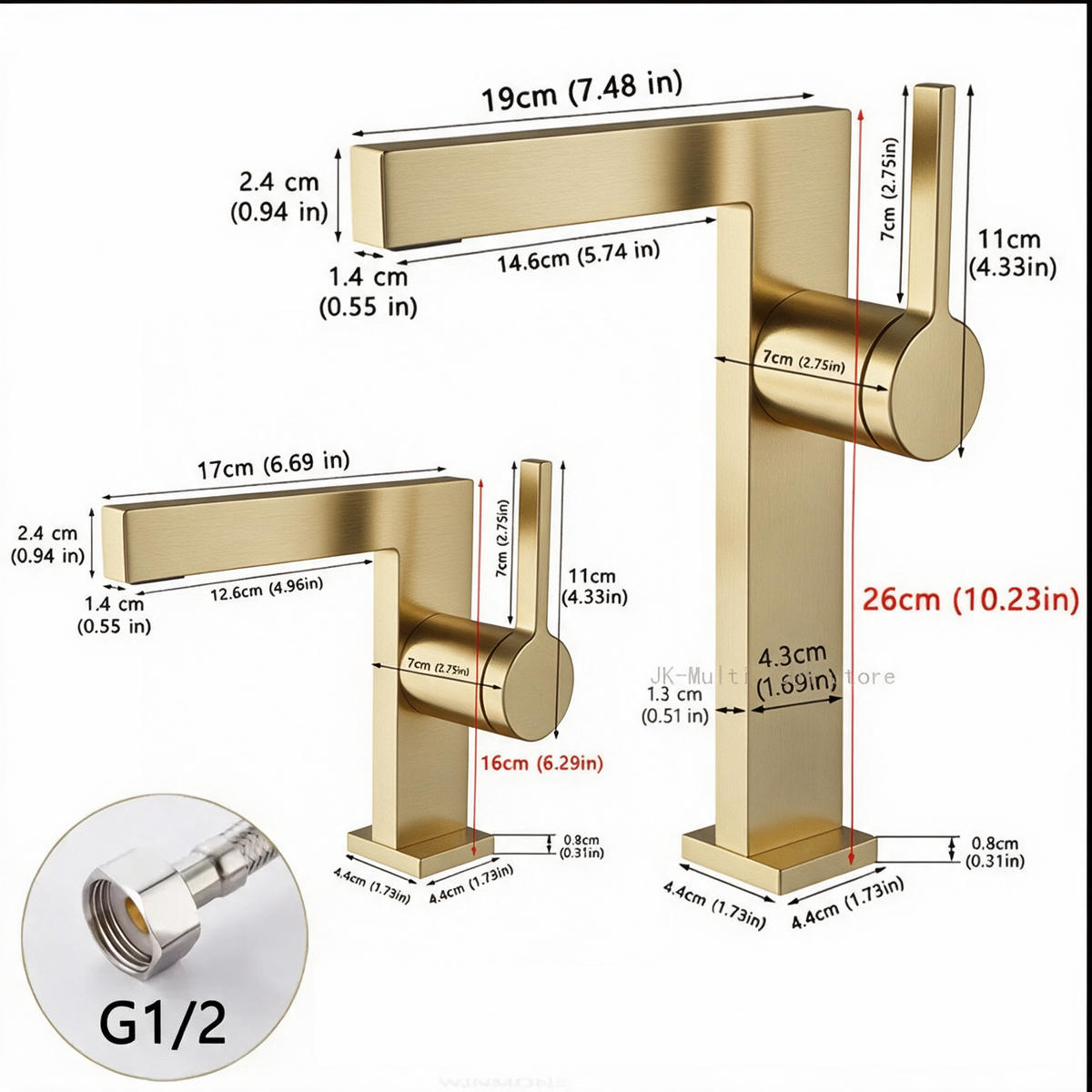 Robinet Lavabo Mitigeur Cubique Or Brossé CUBO 16cm