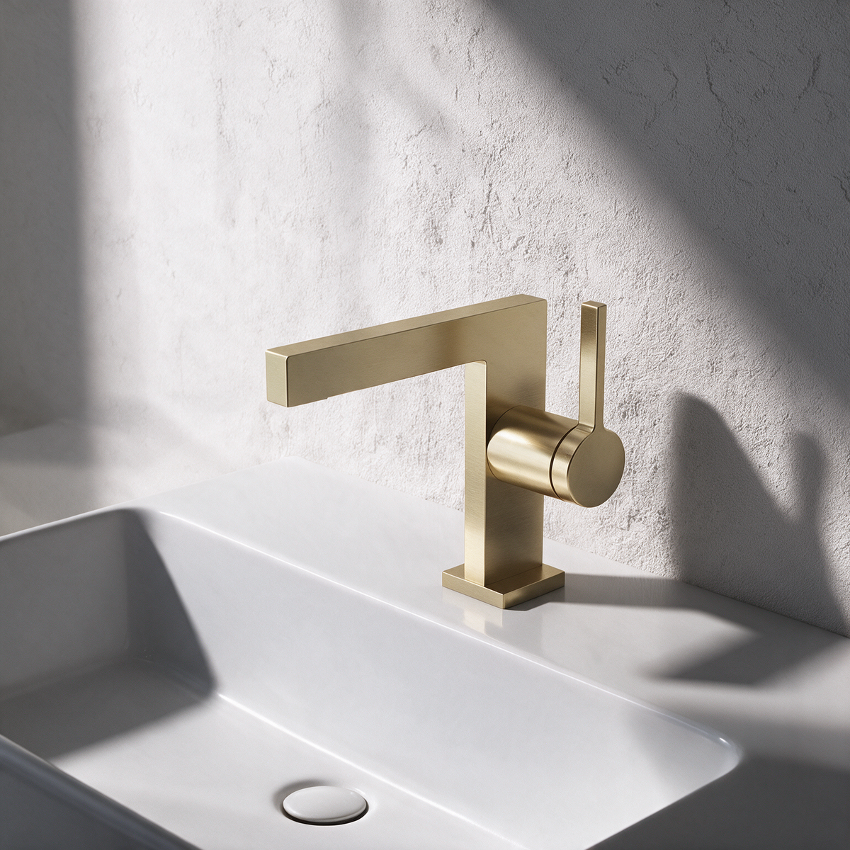 Robinet Lavabo Mitigeur Cubique Or Brossé CUBO 16cm