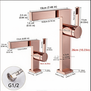 Robinet Lavabo Mitigeur Cubique Or Rose CUBO 16cm