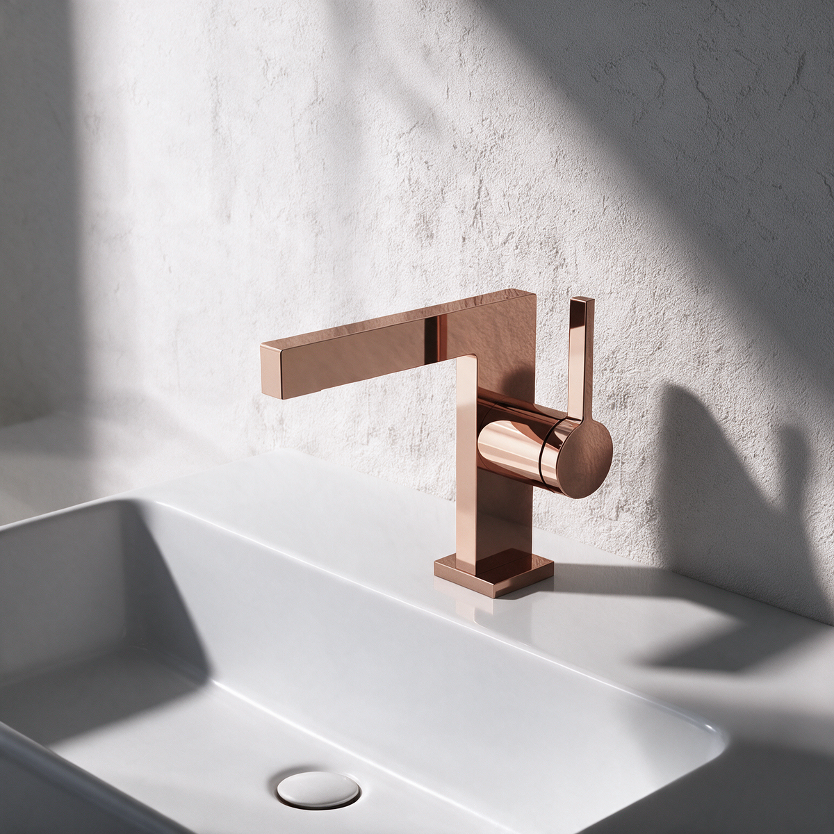 Robinet Lavabo Mitigeur Cubique Or Rose CUBO 16cm
