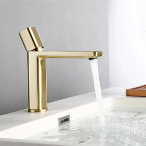 Robinet mitigeur lavabo doré brossé AURUM