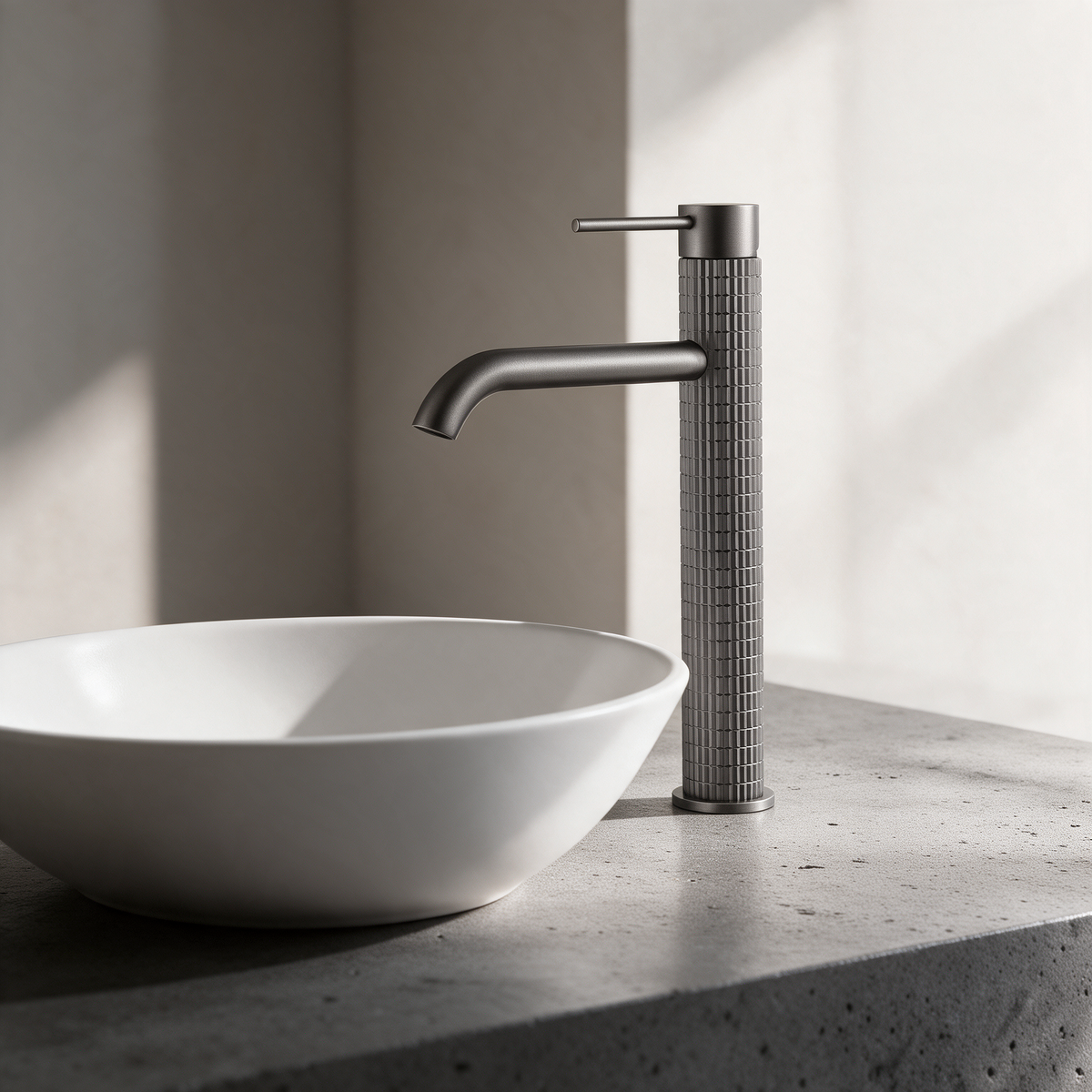 Robinet Lavabo Gris Foncé 16cm/31cm 'Tuile'