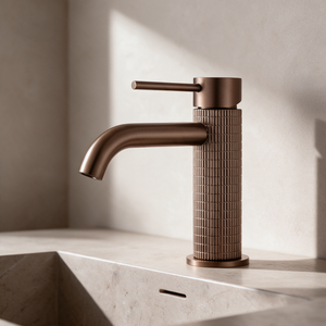 Robinet Lavabo Or Rose brossé Strié 16cm/31cm 'Tuile'
