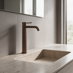 Robinet Lavabo Or Rose brossé Strié 16cm/31cm 'Tuile'