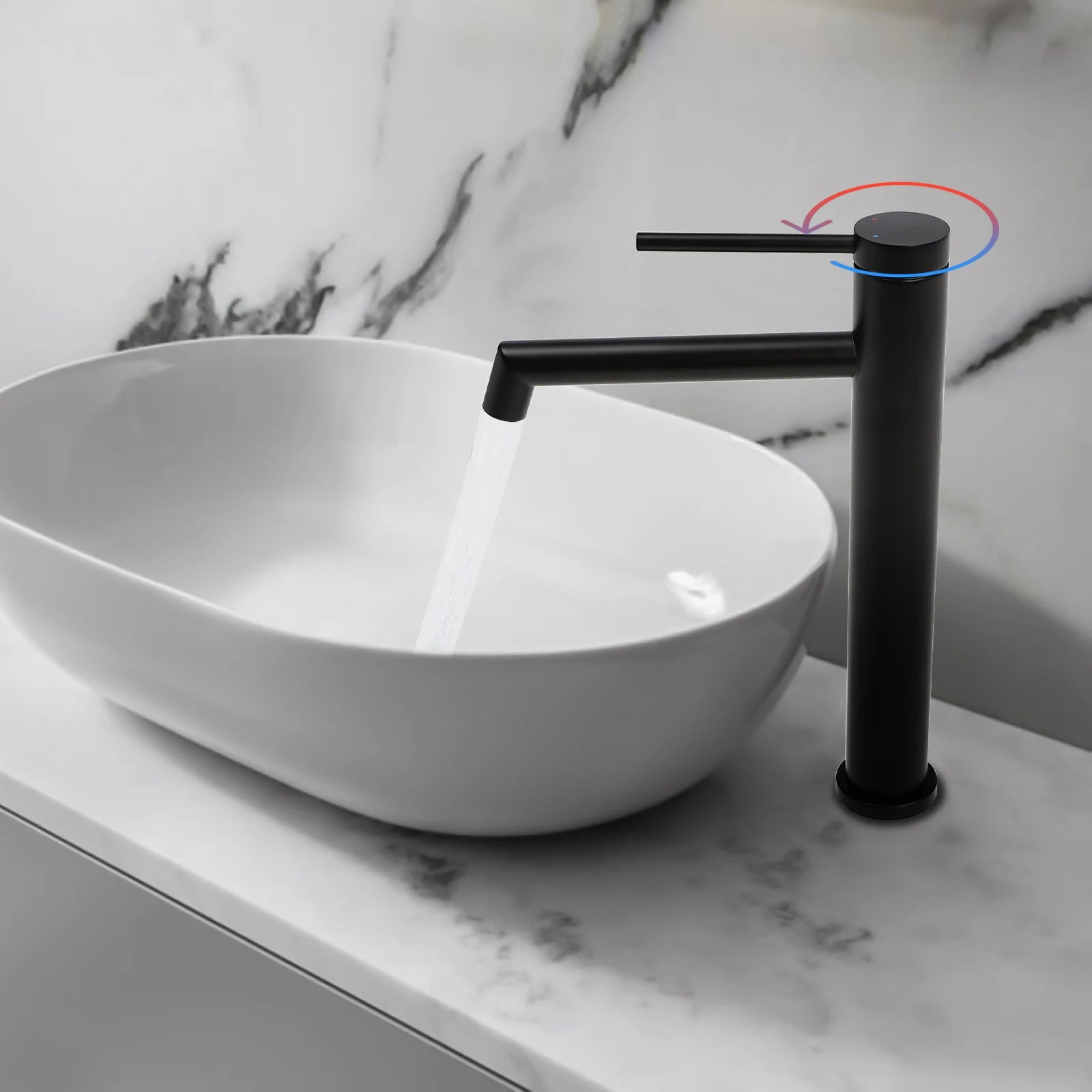 Robinet Lavabo Salle de Bain Noir Mat 30cm G3/8 METALI