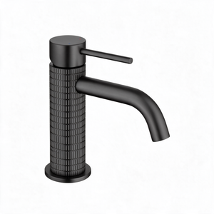 Robinet Lavabo Noir Mat Strié 16cm/31cm 'Tuile'
