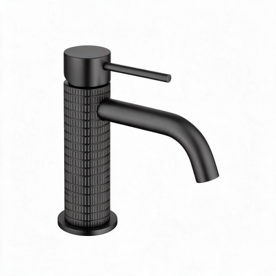 Robinet Lavabo Noir Mat Strié 16cm/31cm 'Tuile'