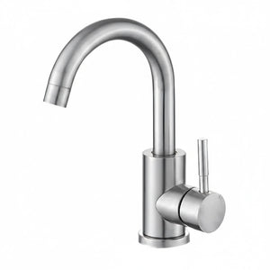 Robinet mitigeur lavabo col de cygne inox brossé 28 cm CYGA