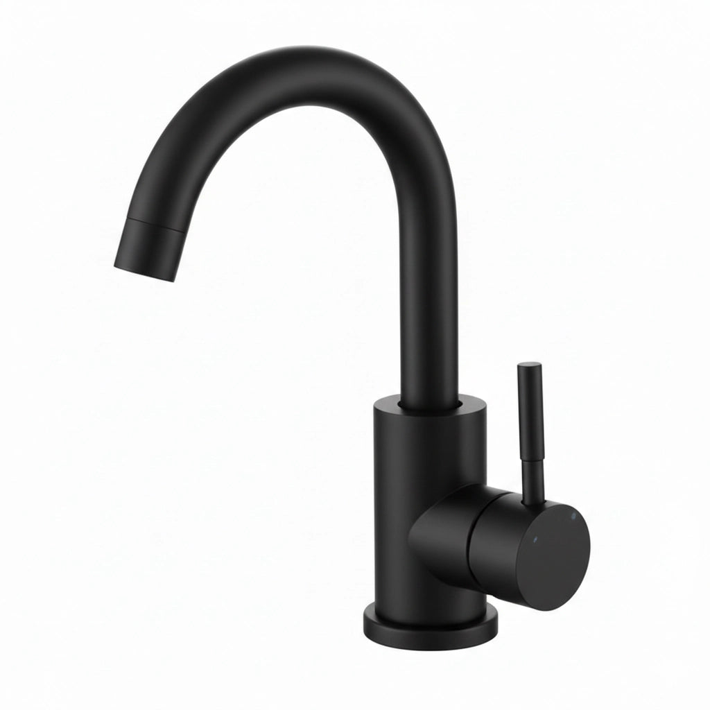 Robinet mitigeur lavabo col de cygne noir mat 28 cm CYGA