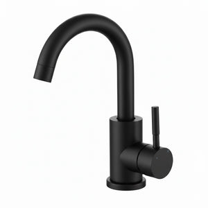 Robinet mitigeur lavabo col de cygne noir mat 28 cm CYGA