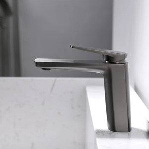 Mitigeur lavabo gris métallisé design LINEA 15,5cm