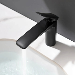 Robinet mitigeur salle de bain, 14cm, noir mat SULFA