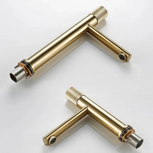 Robinet mitigeur lavabo or brossé MOLETO, 2 tailles