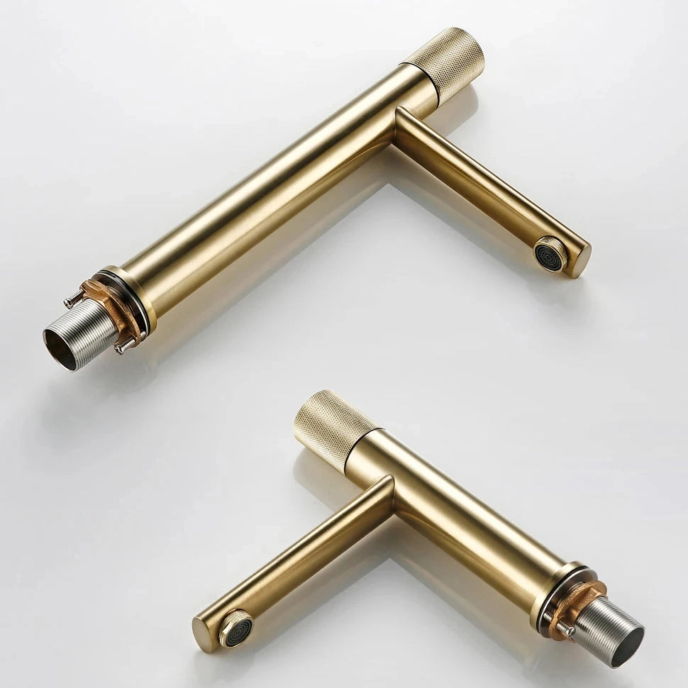 Robinet mitigeur lavabo or brossé MOLETO, 2 tailles