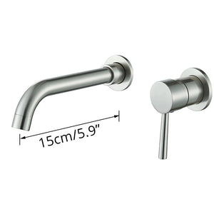 Robinet mitigeur lavabo mural encastré argent brossé VALLERA