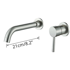 Robinet mitigeur lavabo mural encastré argent brossé VALLERA