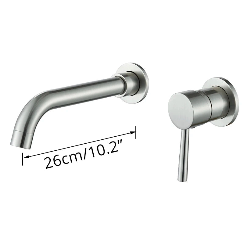 Robinet mitigeur lavabo mural encastré argent brossé VALLERA