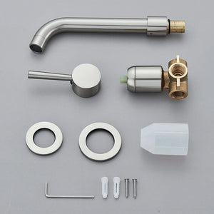 Robinet mitigeur lavabo mural encastré argent brossé VALLERA