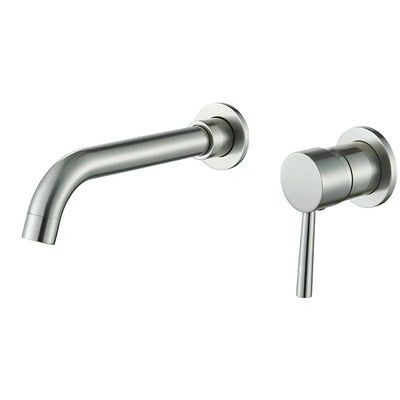 Robinet mitigeur lavabo mural encastré argent brossé VALLERA